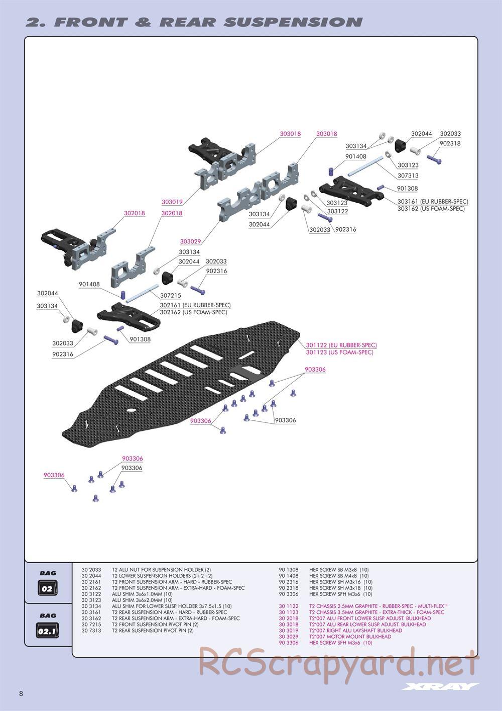 Xray - T2 007 US Foam-Spec - Manual - Page 8