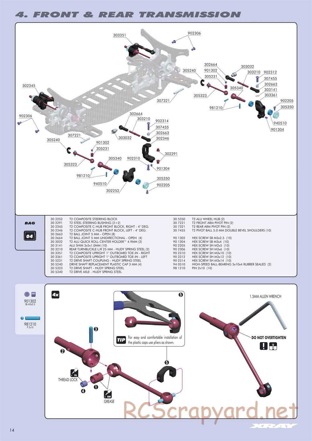 Xray - T2 007 US Foam-Spec - Manual - Page 14