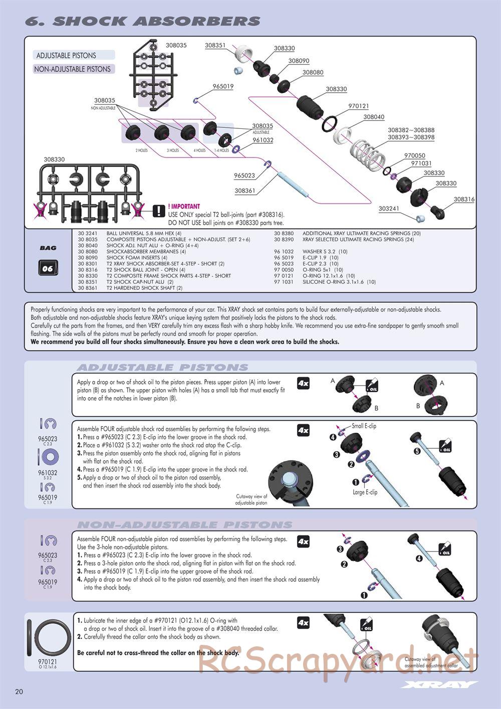 Xray - T2 007 US Foam-Spec - Manual - Page 20