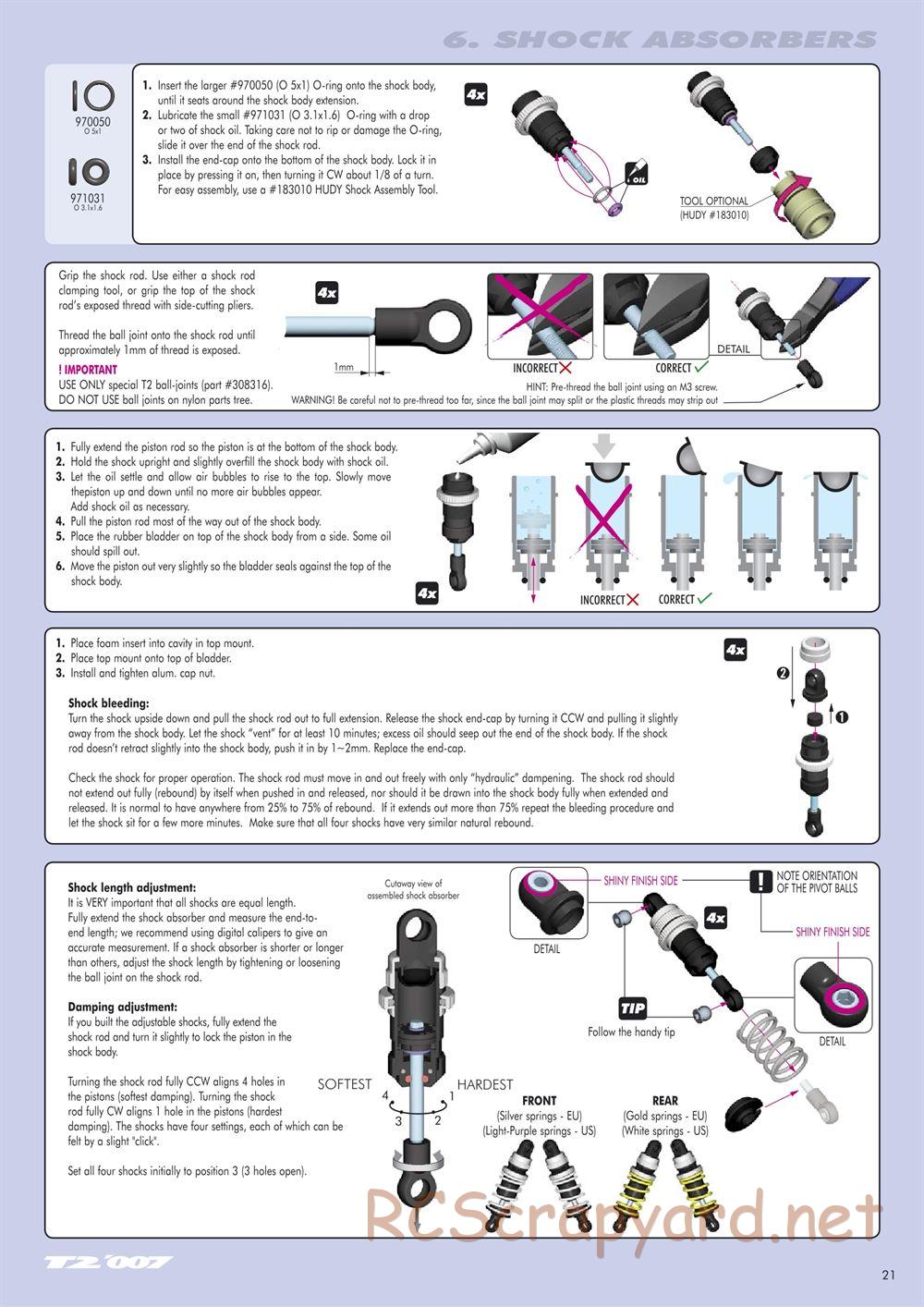 Xray - T2 007 US Foam-Spec - Manual - Page 21