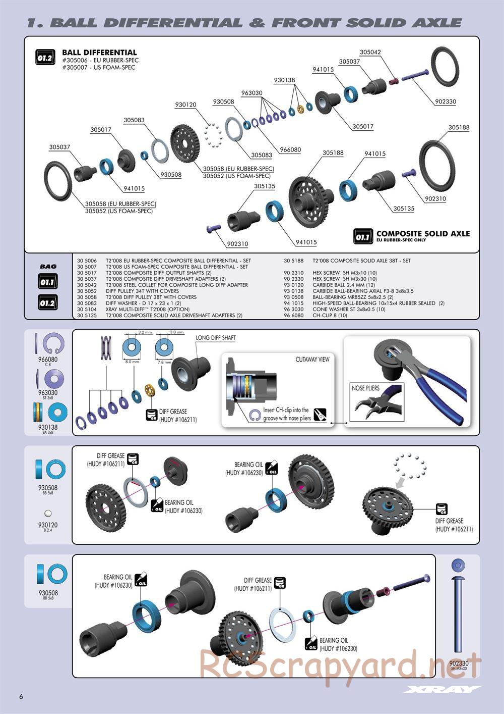 Xray - T2 008 EU Rubber-Spec 6-Cell Edition - Manual - Page 6