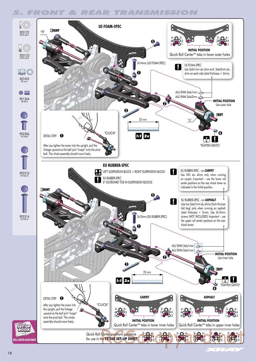 Xray - T2 008 EU Rubber-Spec 6-Cell Edition - Manual - Page 18