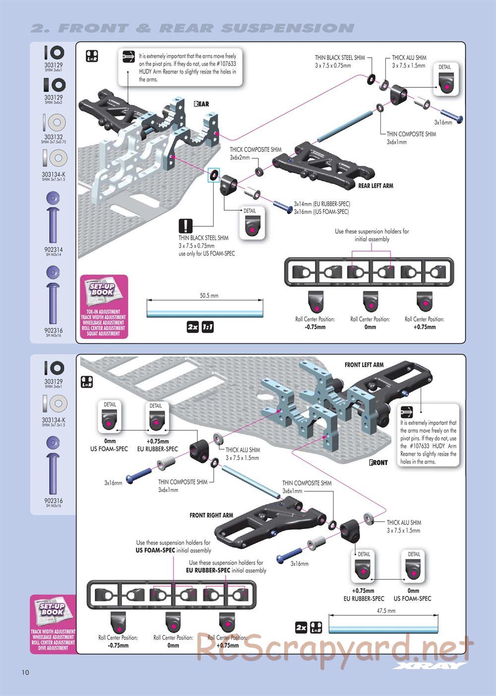 Xray - T2 009 EU Rubber-Spec 6-Cell Edition - Manual - Page 10