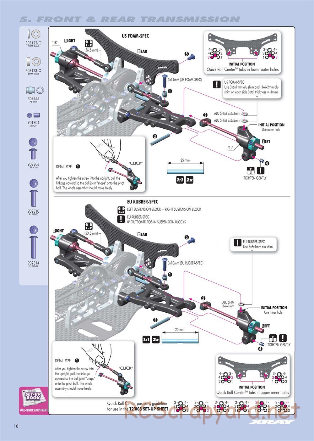 Xray - T2 009 EU Rubber-Spec 6-Cell Edition - Manual - Page 18