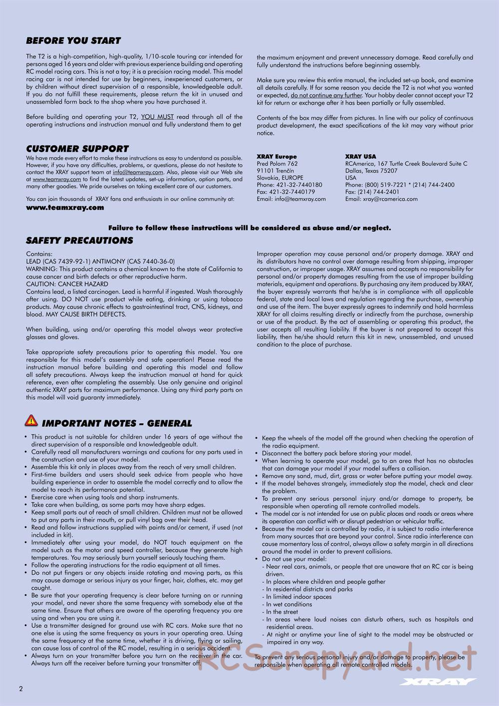 Xray - T2 - Manual - Page 2