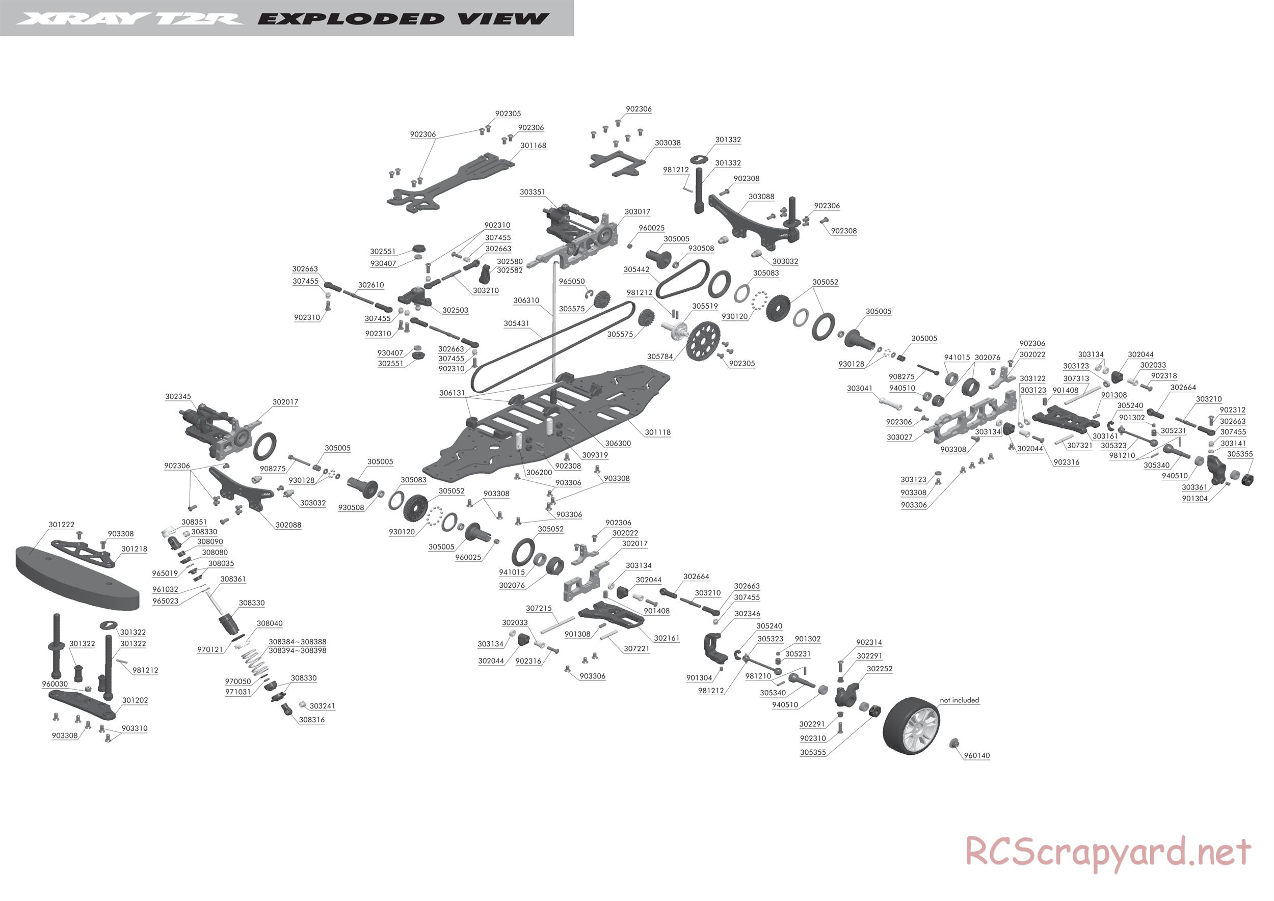 Xray - T2R Rayser - Exploded View