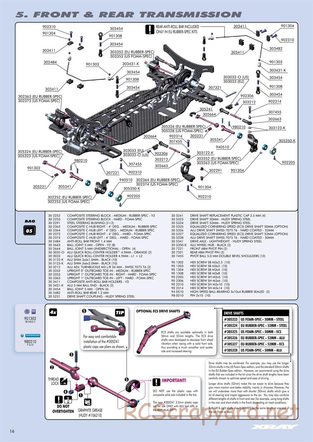 Xray - T3 US Foam-Spec Edition - Manual - Page 16