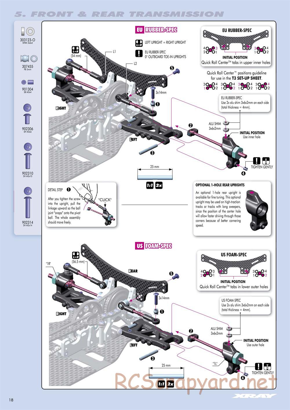 Xray - T3 US Foam-Spec Edition - Manual - Page 18