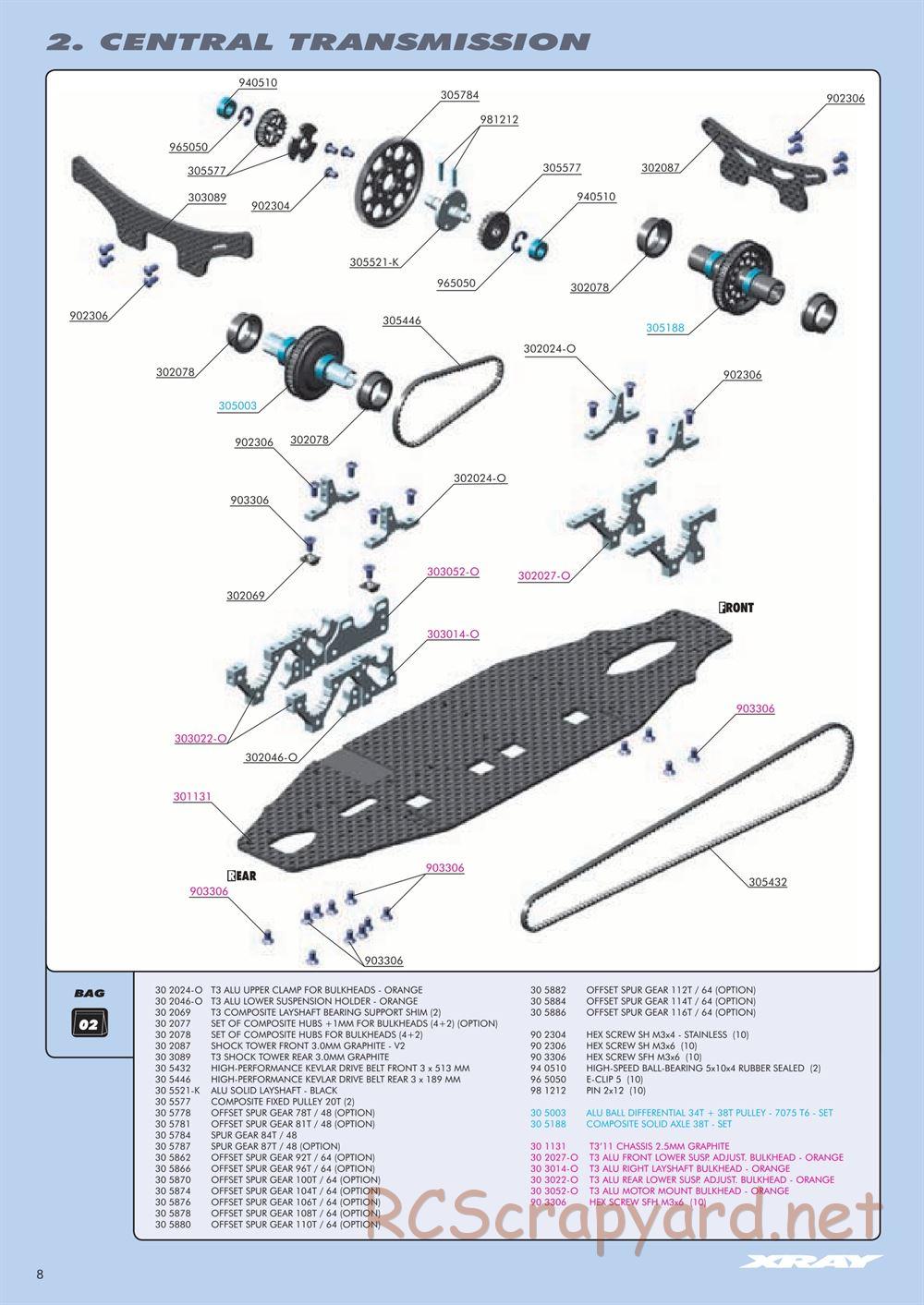 Xray - T3 2011 Specs (T3'11) - Manual - Page 8