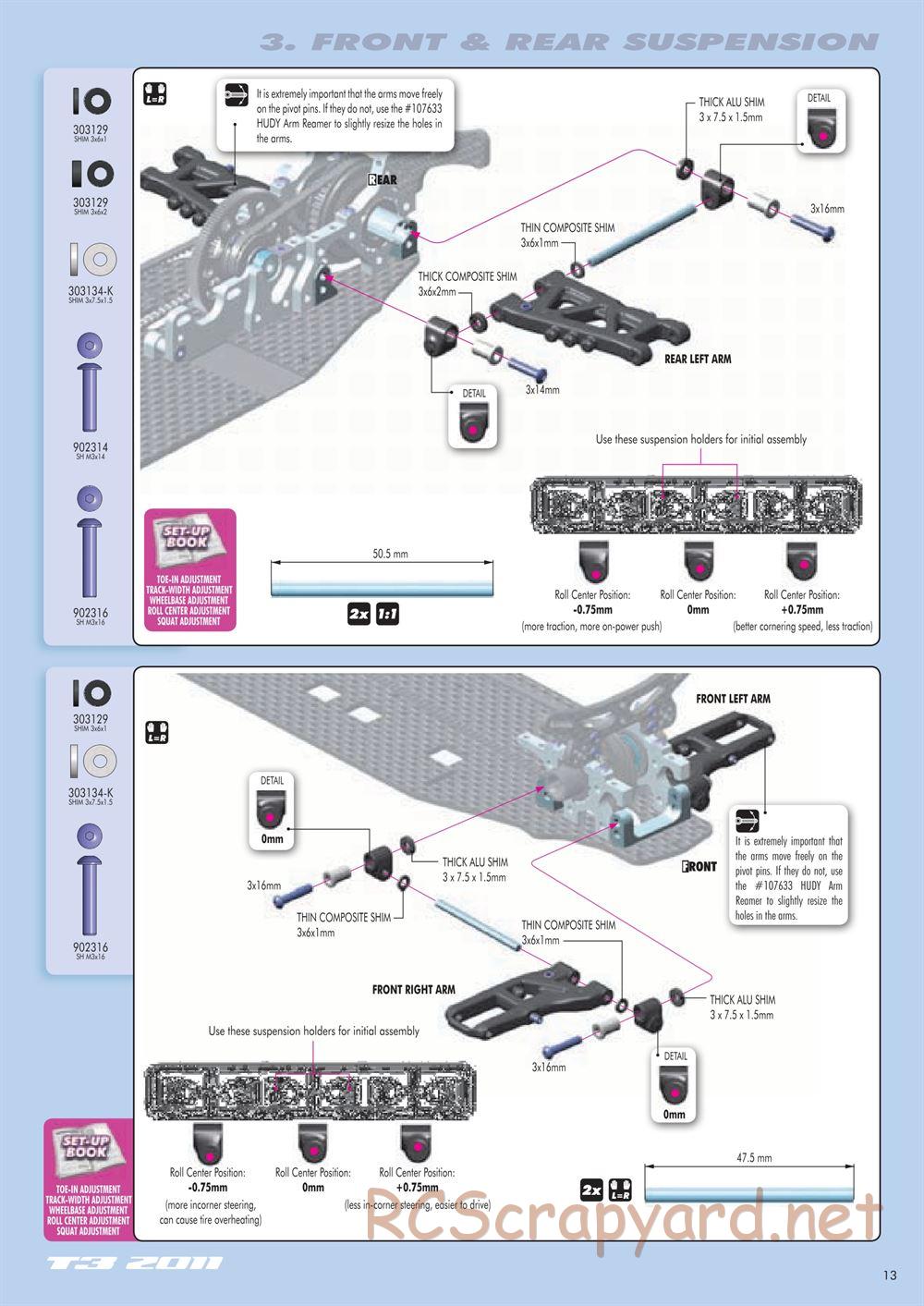 Xray - T3 2011 Specs (T3'11) - Manual - Page 13
