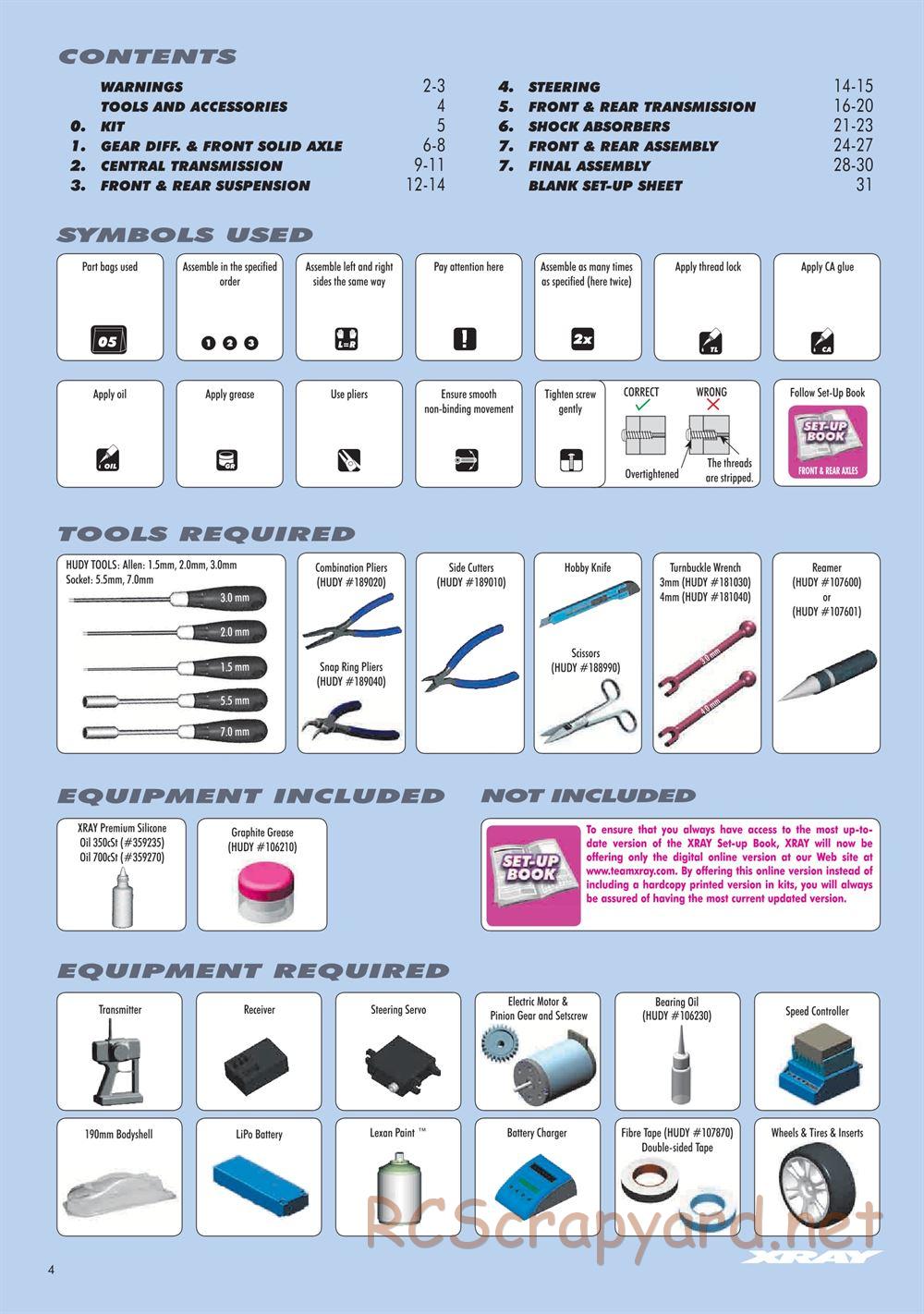 Xray - T3 2012 Specs (T3'12) - Manual - Page 4