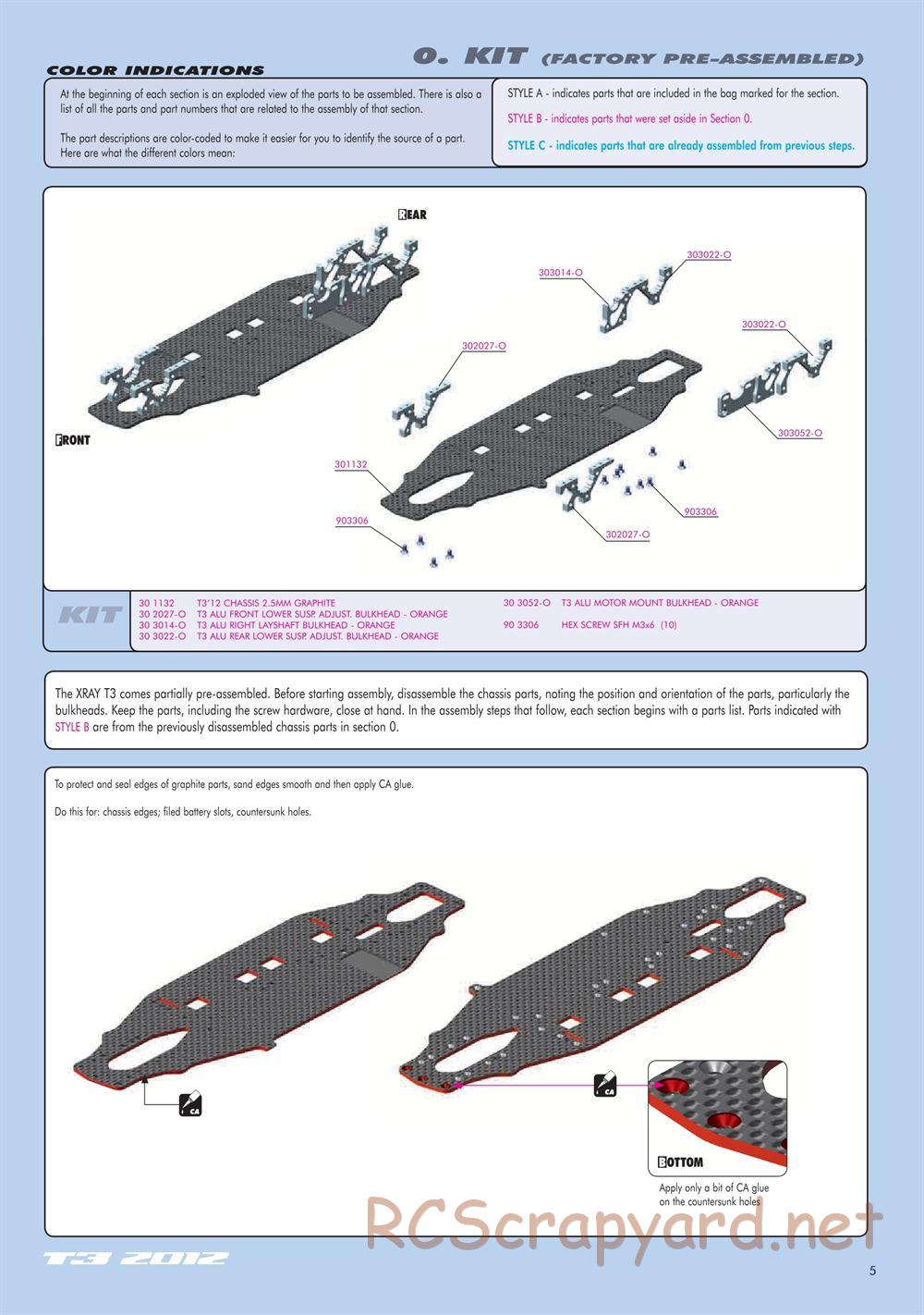Xray - T3 2012 Specs (T3'12) - Manual - Page 5