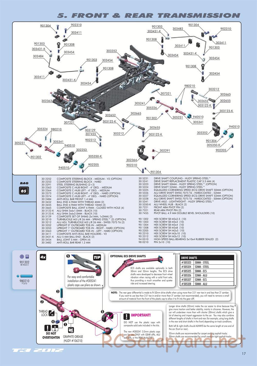 Xray - T3 2012 Specs (T3'12) - Manual - Page 17