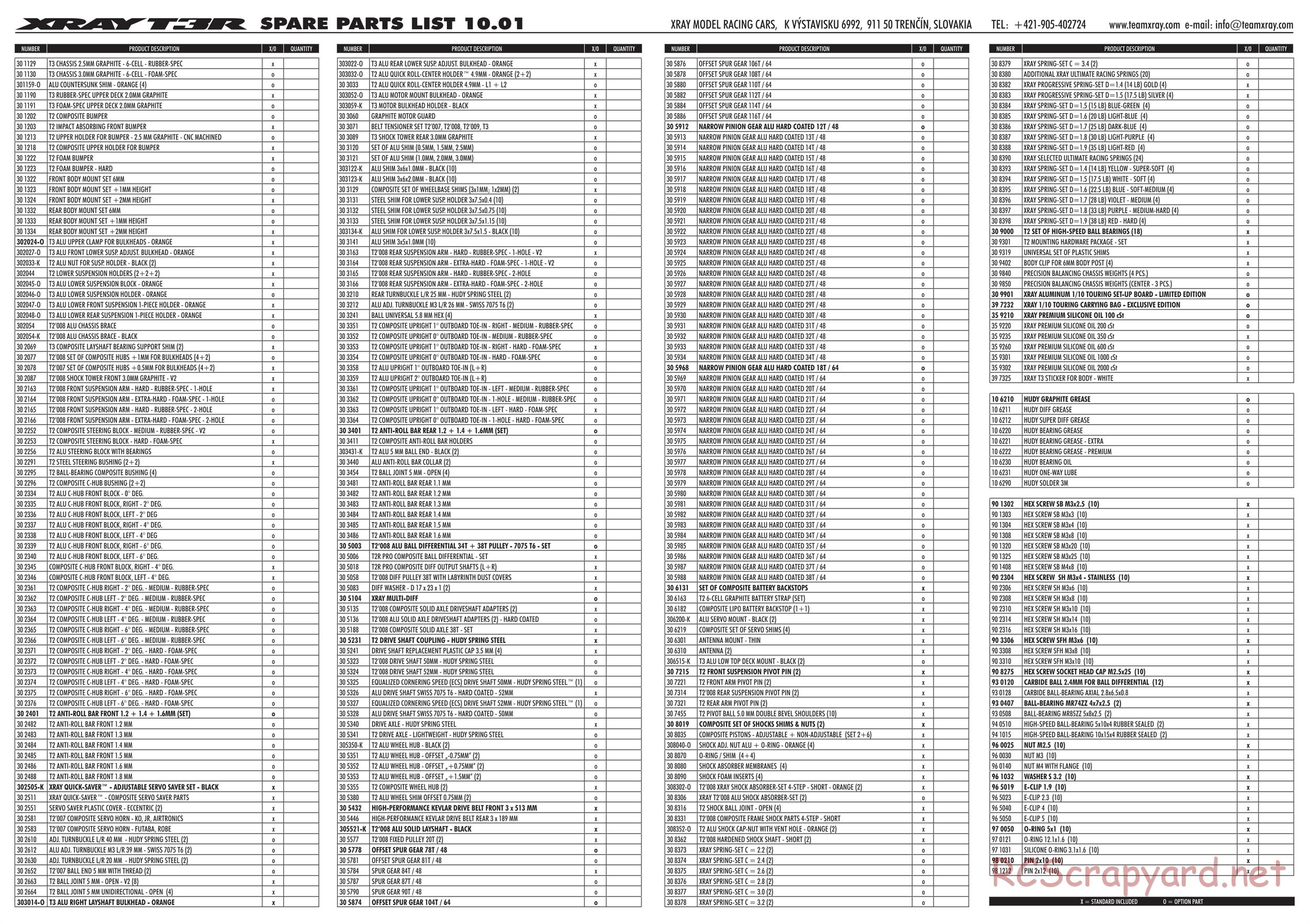 Xray - T3R - Parts