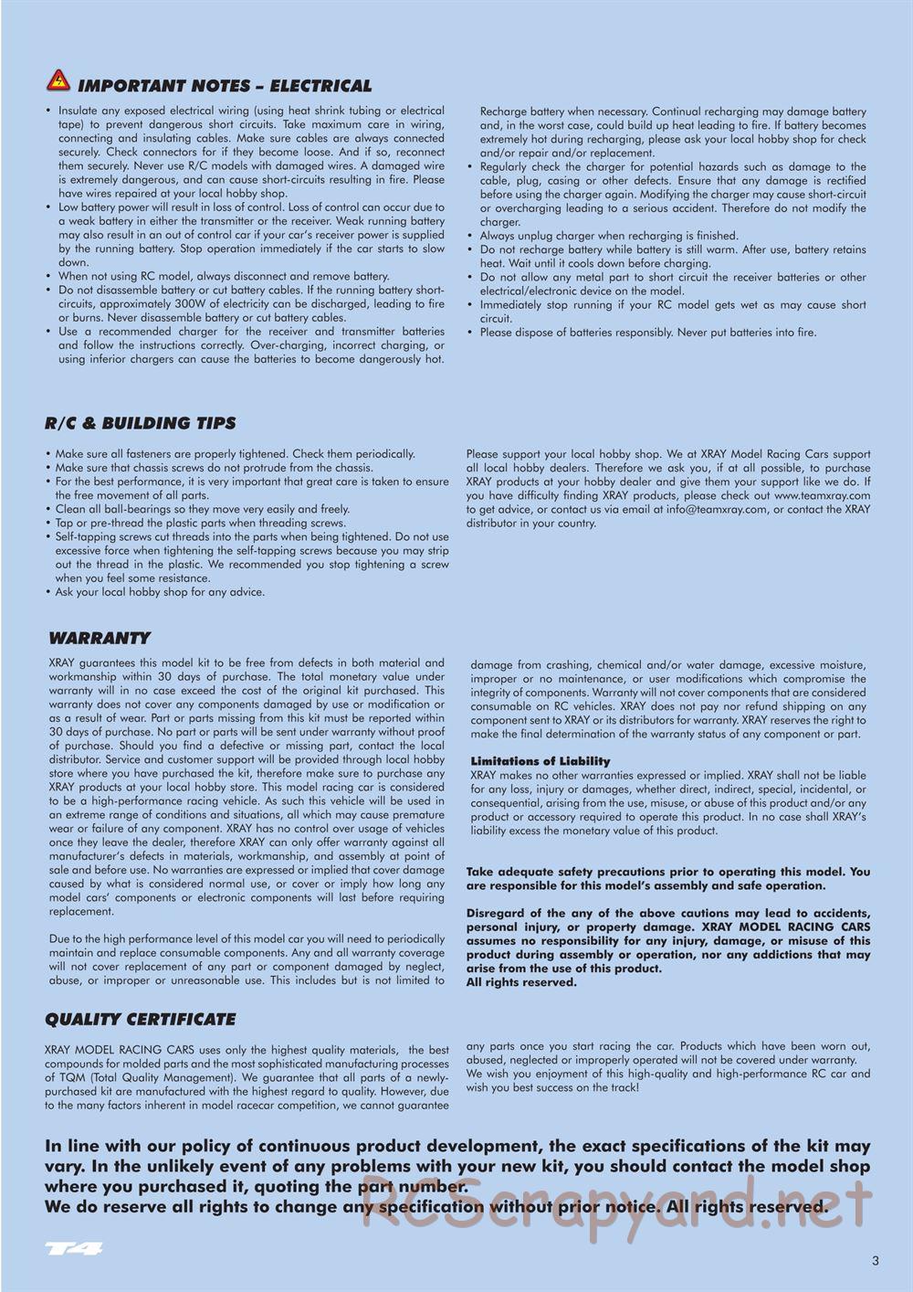 Xray - T4 2014 Specs (T4'14) - Manual - Page 3