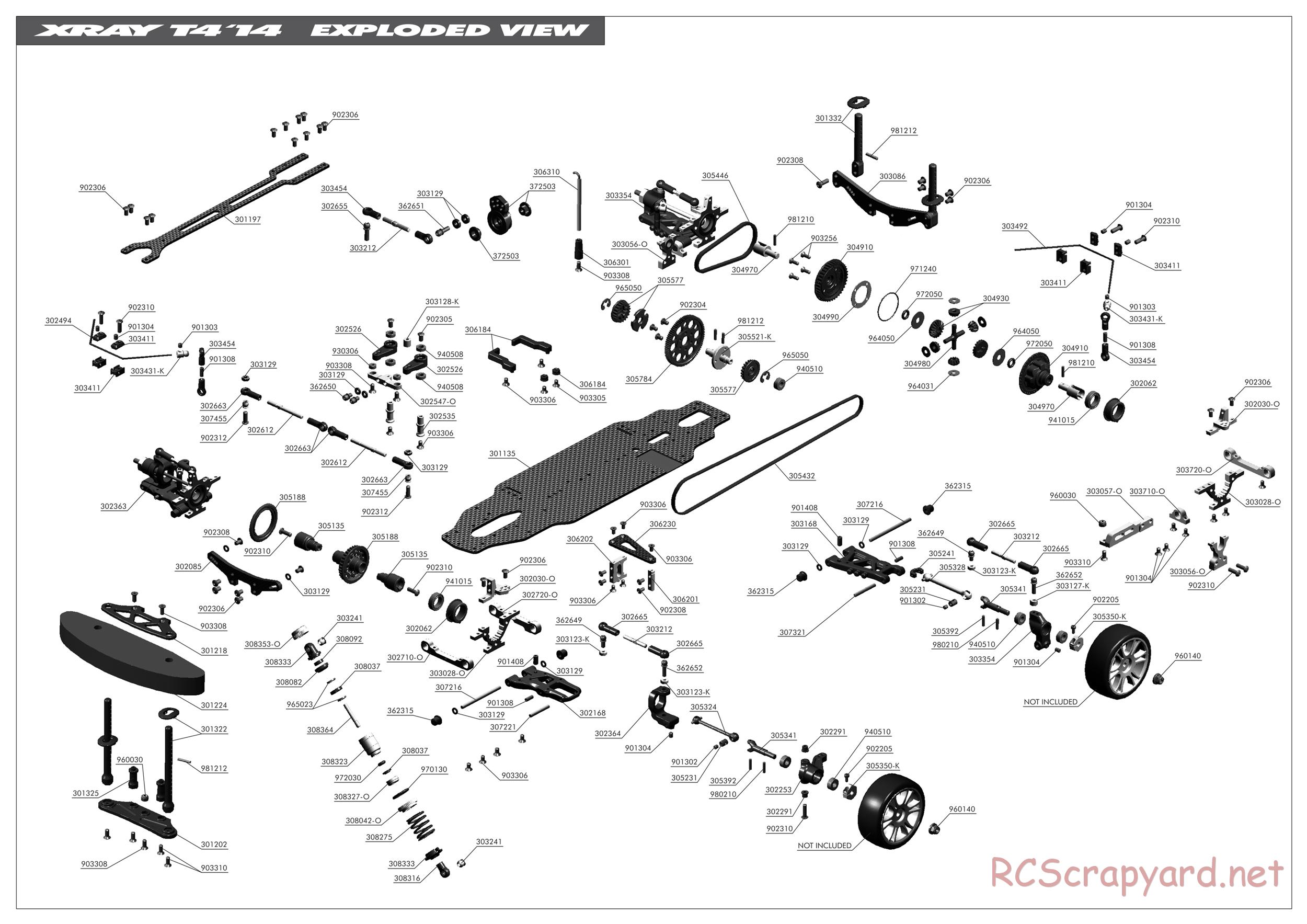 Xray - T4 2014 Specs (T4'14) - Exploded View