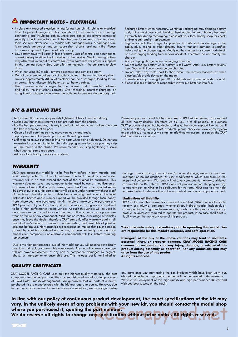 Xray - T4 2015 Specs (T4'15) - Manual - Page 3