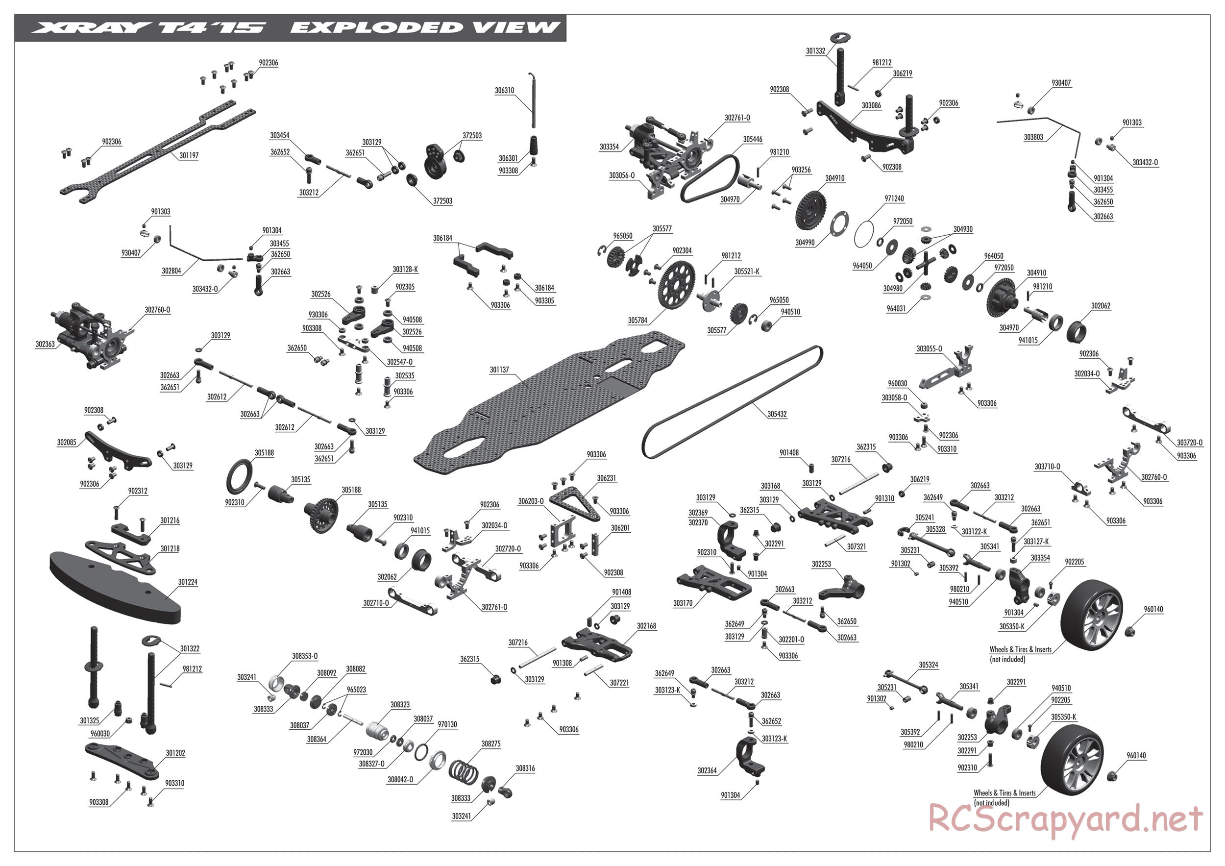 Xray - T4 2015 Specs (T4'15) - Exploded View