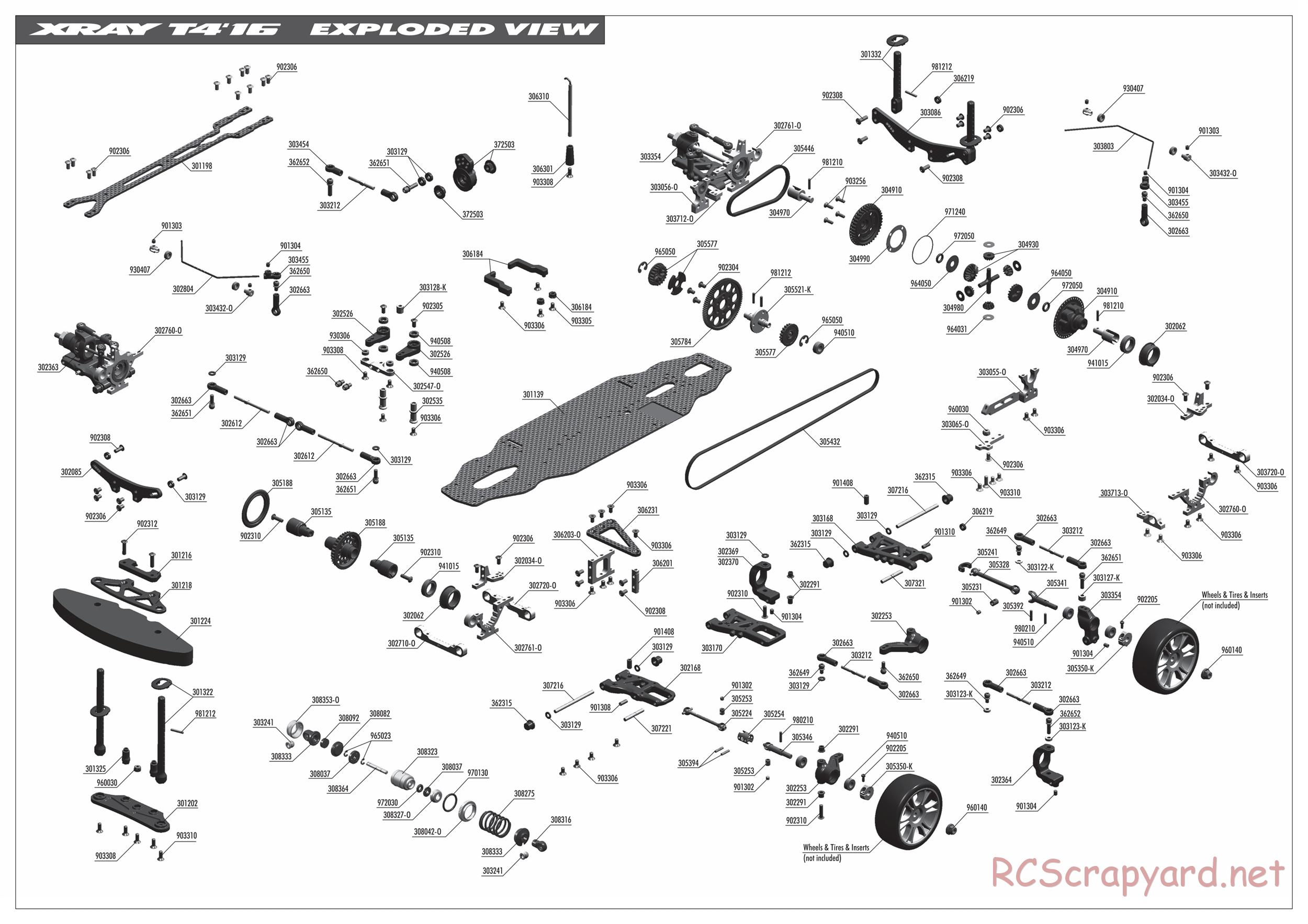 Xray - T4 2016 Specs (T4'16) - Exploded View