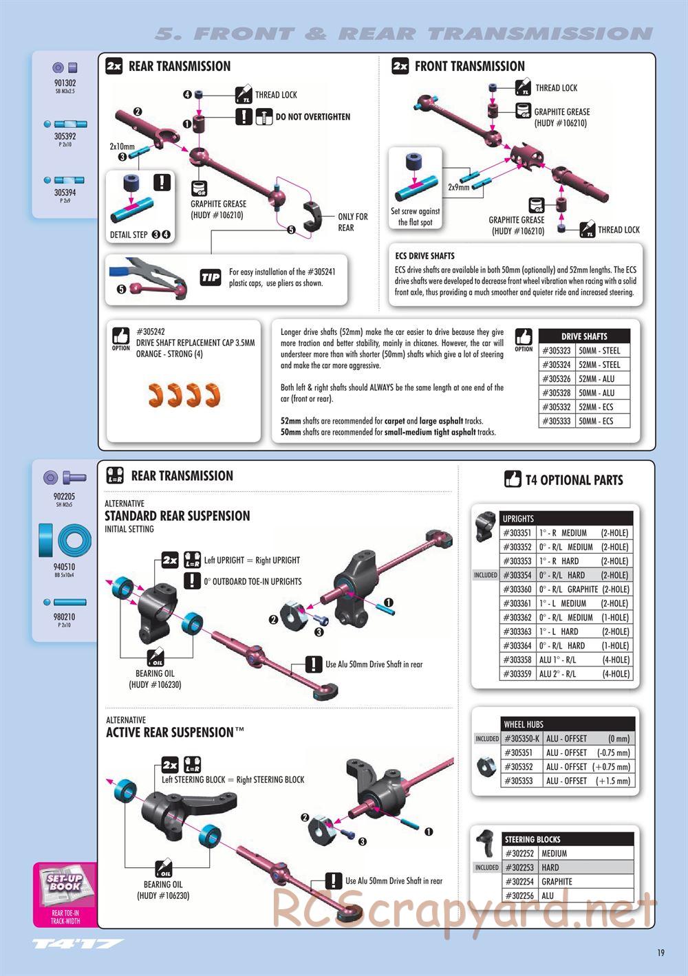 Xray - T4 2017 Specs (T4'17) - Manual - Page 19