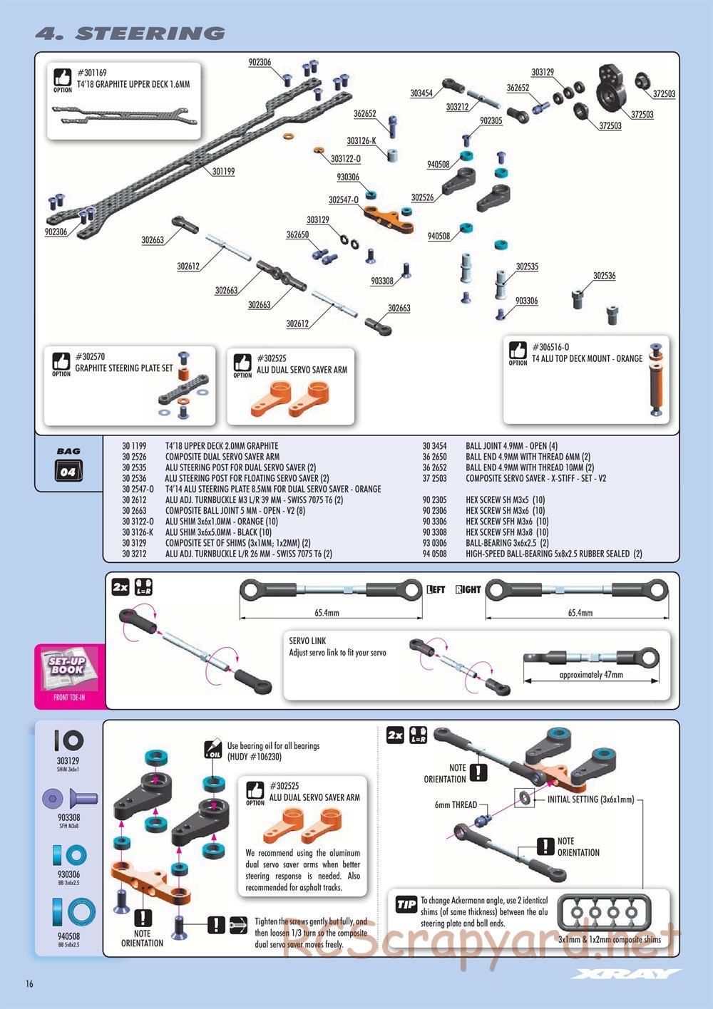 Xray - T4 2018 Specs (T4'18) - Manual - Page 16