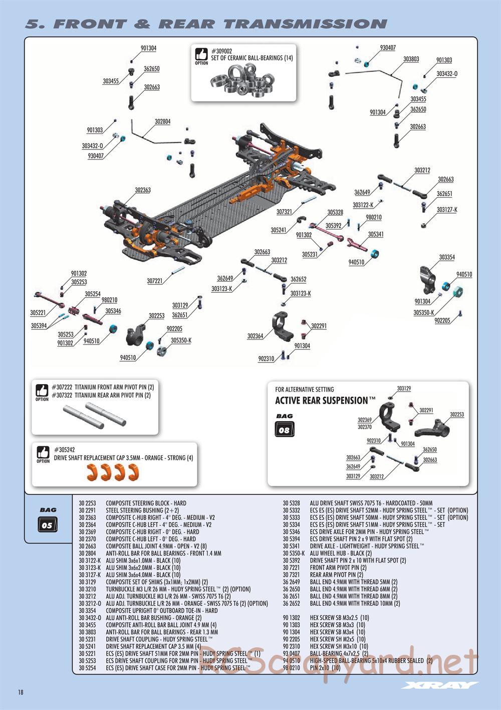 Xray - T4 2018 Specs (T4'18) - Manual - Page 18