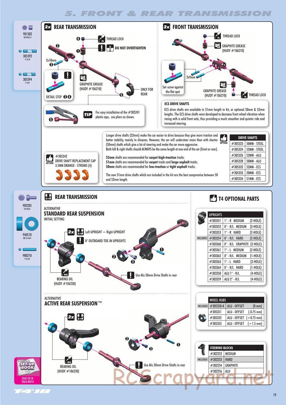 Xray - T4 2018 Specs (T4'18) - Manual - Page 19