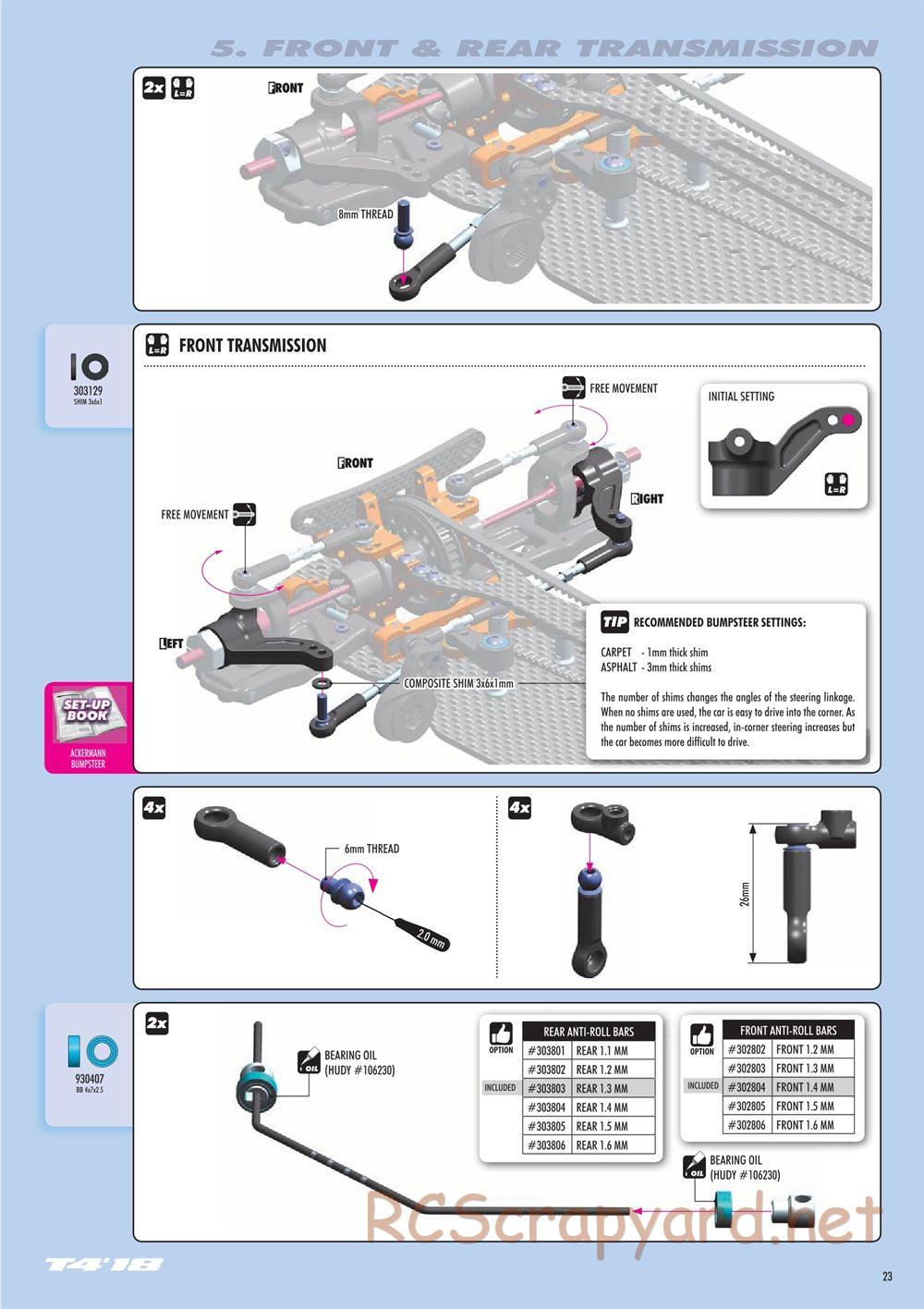 Xray - T4 2018 Specs (T4'18) - Manual - Page 23