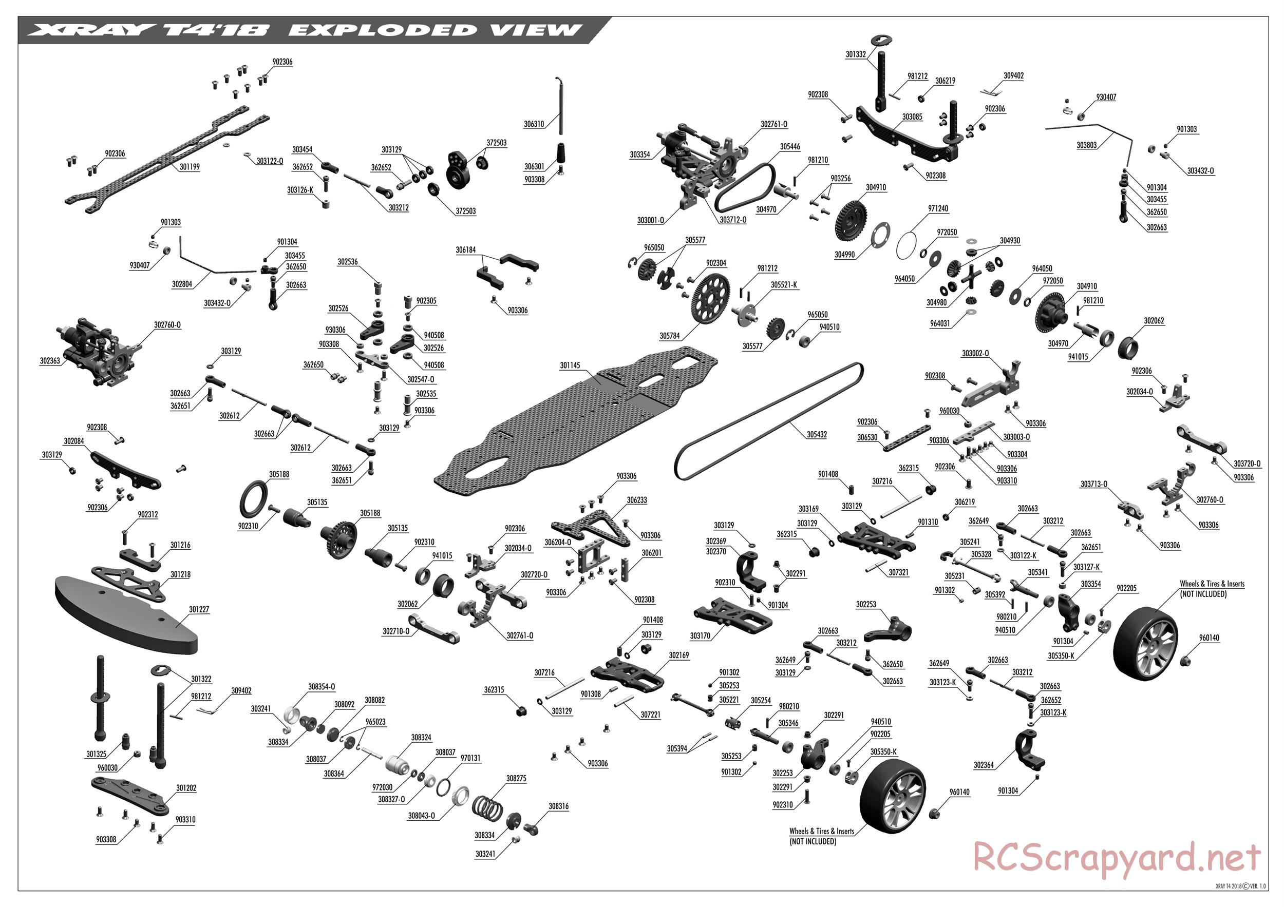 Xray - T4 2018 Specs (T4'18) - Exploded View