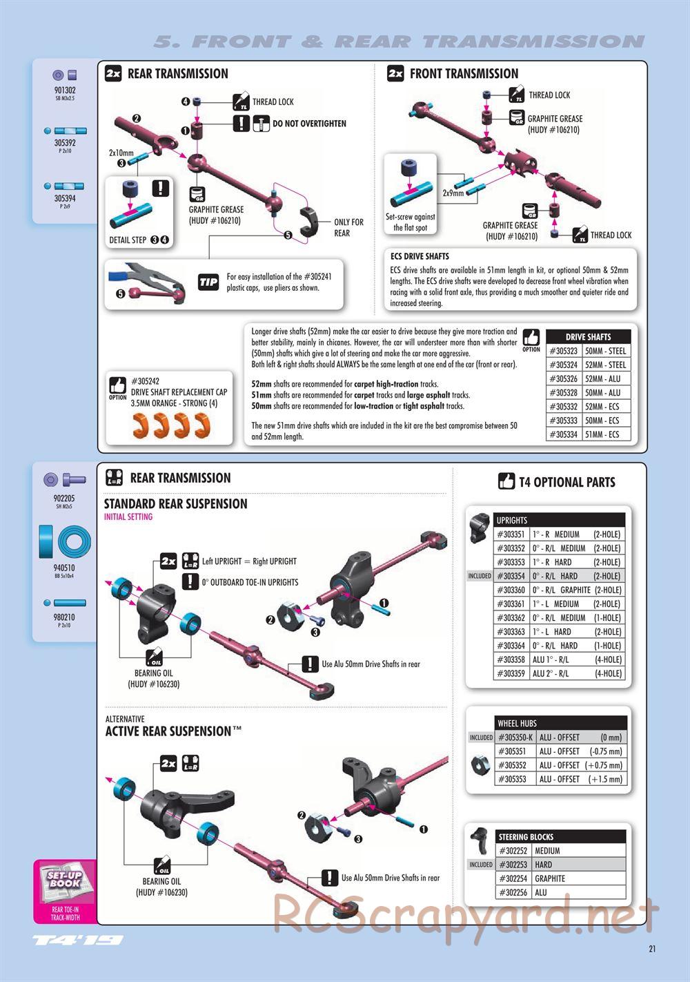 Xray - T4 2019 Specs (T4'19) - Manual - Page 21