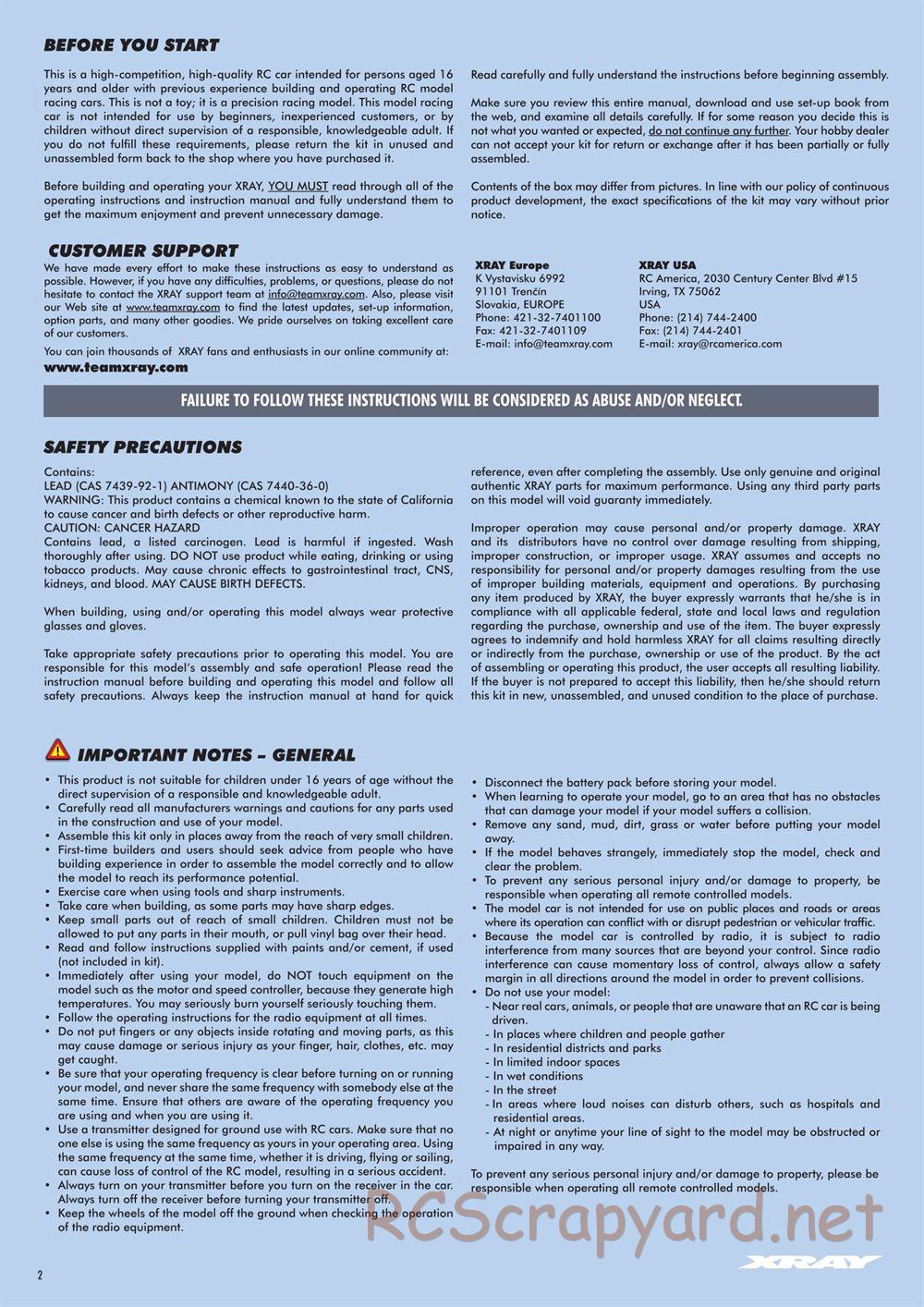 Xray - T4 2020 Specs (T4'20) Alu Edition - Manual - Page 2