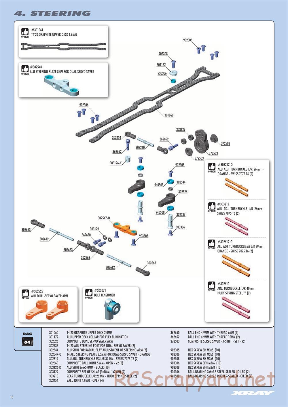 Xray - T4 2020 Specs (T4'20) Alu Edition - Manual - Page 16