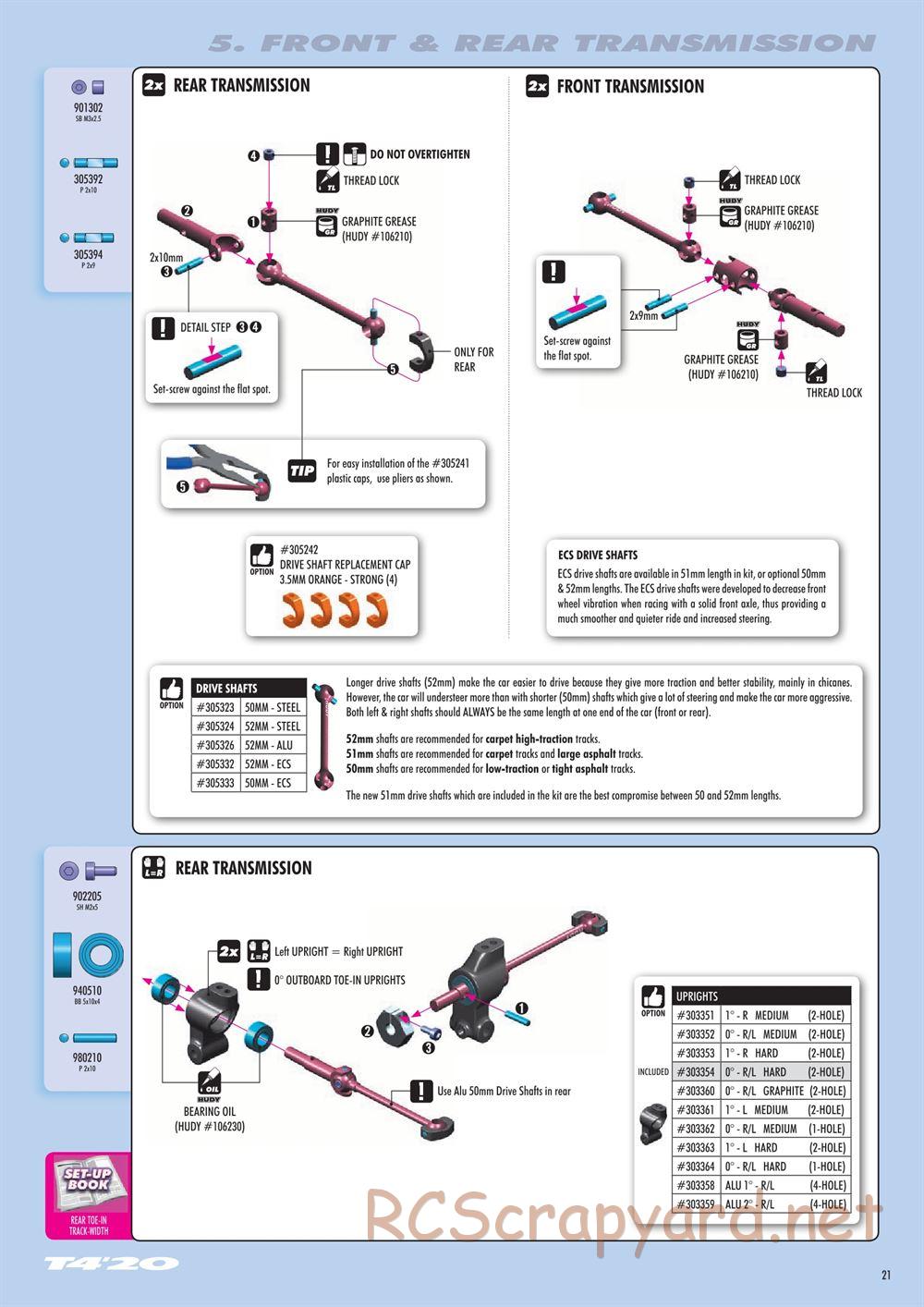 Xray - T4 2020 Specs (T4'20) Alu Edition - Manual - Page 21