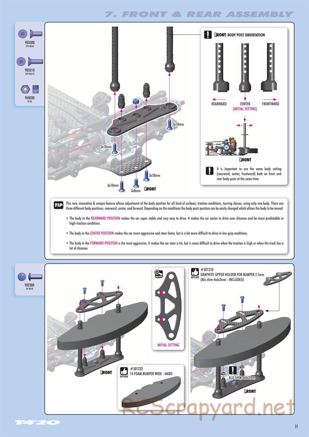 Xray - T4 2020 Specs (T4'20) Alu Edition - Manual - Page 31