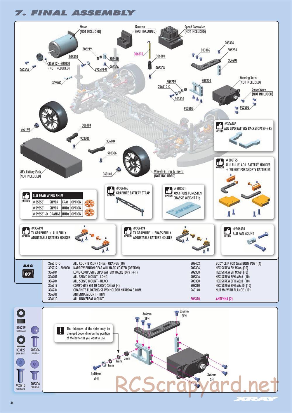Xray - T4 2020 Specs (T4'20) Alu Edition - Manual - Page 34