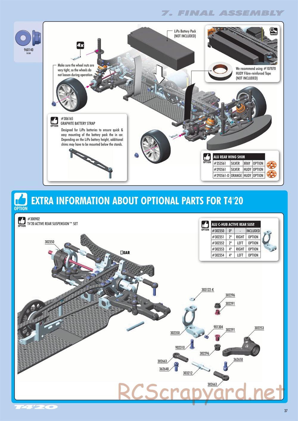 Xray - T4 2020 Specs (T4'20) Alu Edition - Manual - Page 37