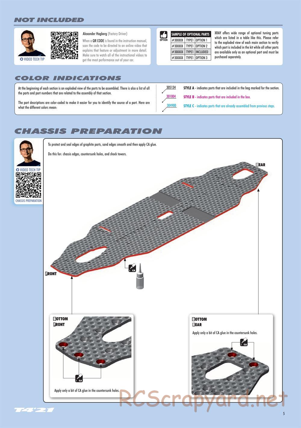 Xray - T4 2021 Specs (T4'21) Graphite Edition - Manual - Page 5