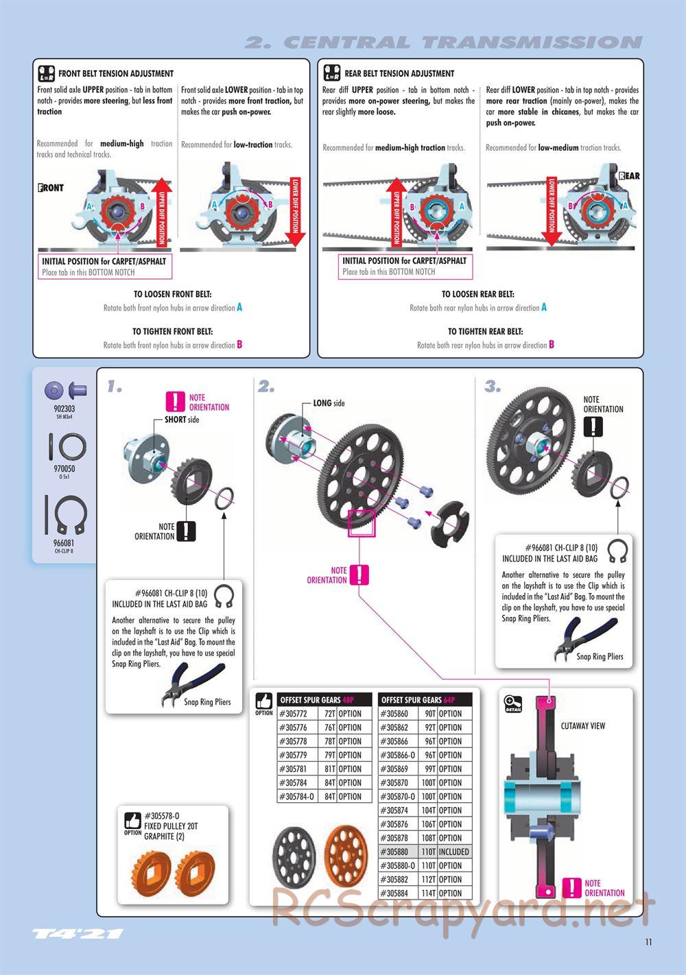 Xray - T4 2021 Specs (T4'21) Graphite Edition - Manual - Page 11