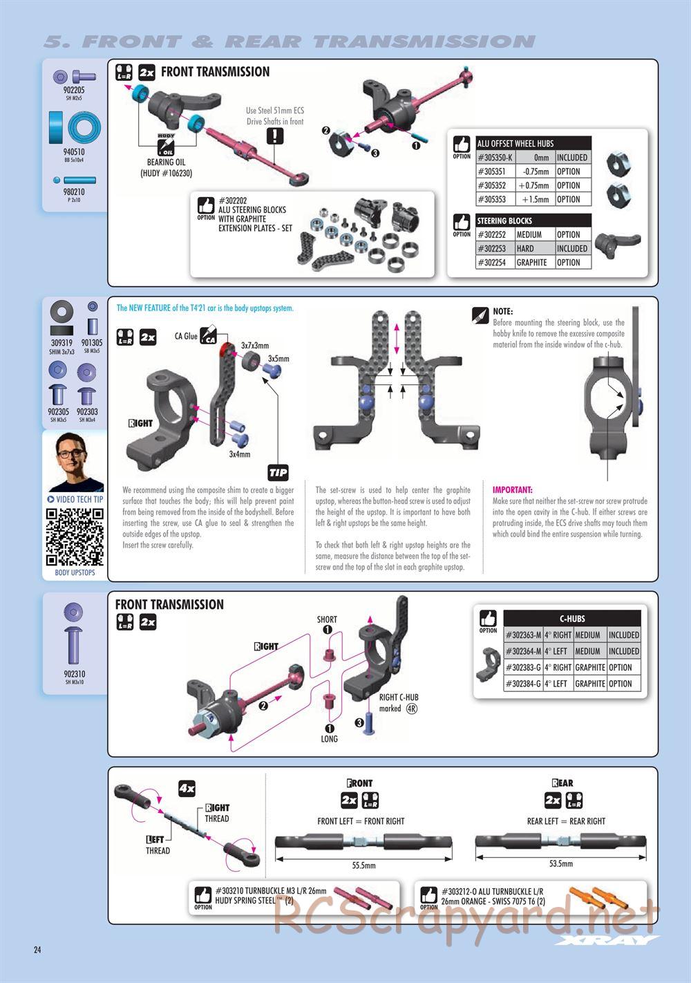 Xray - T4 2021 Specs (T4'21) Graphite Edition - Manual - Page 24