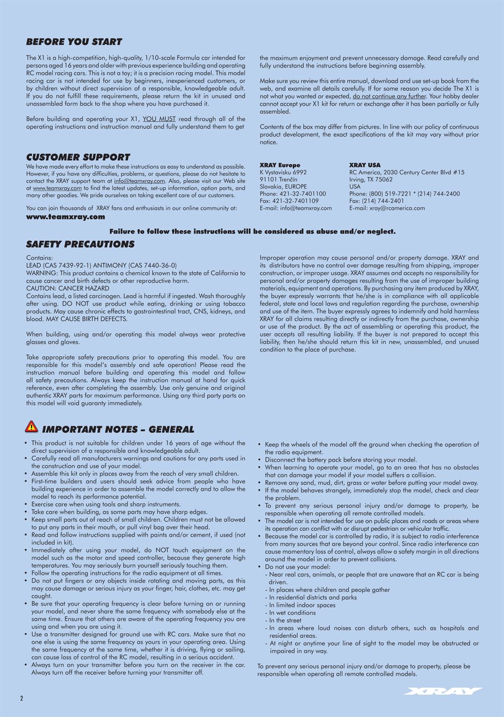 Xray - X1 2015 (X1'15) - Manual - Page 2