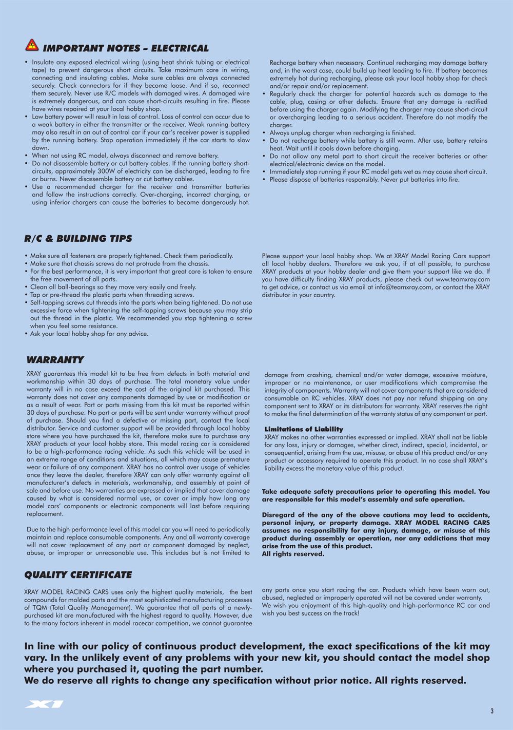 Xray - X1 2015 (X1'15) - Manual - Page 3
