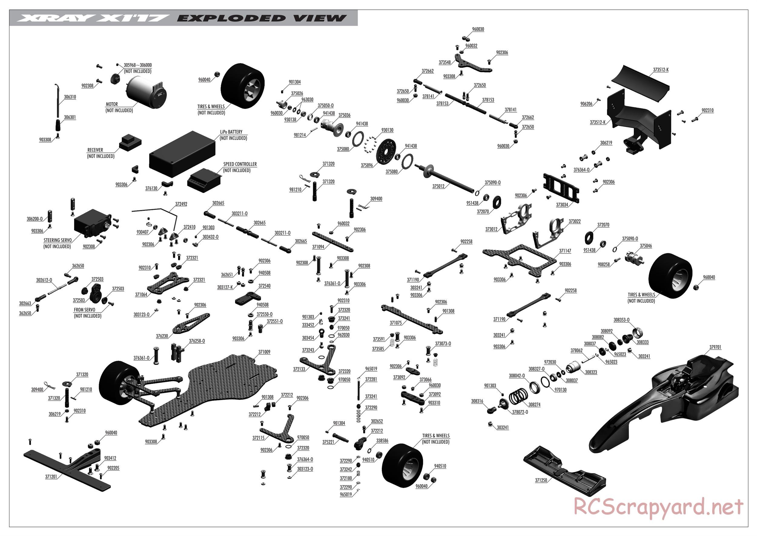 Xray - X1 2017 (X1'17) - Exploded View
