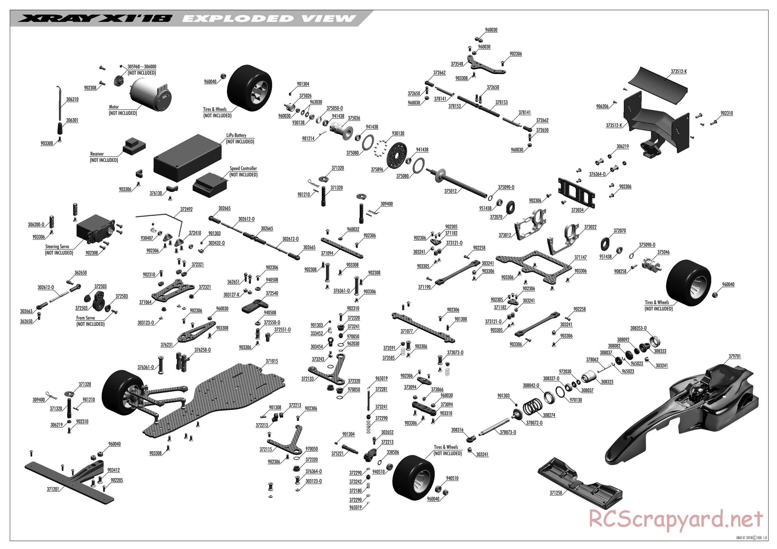 Xray - X1 2018 (X1'18) - Exploded View