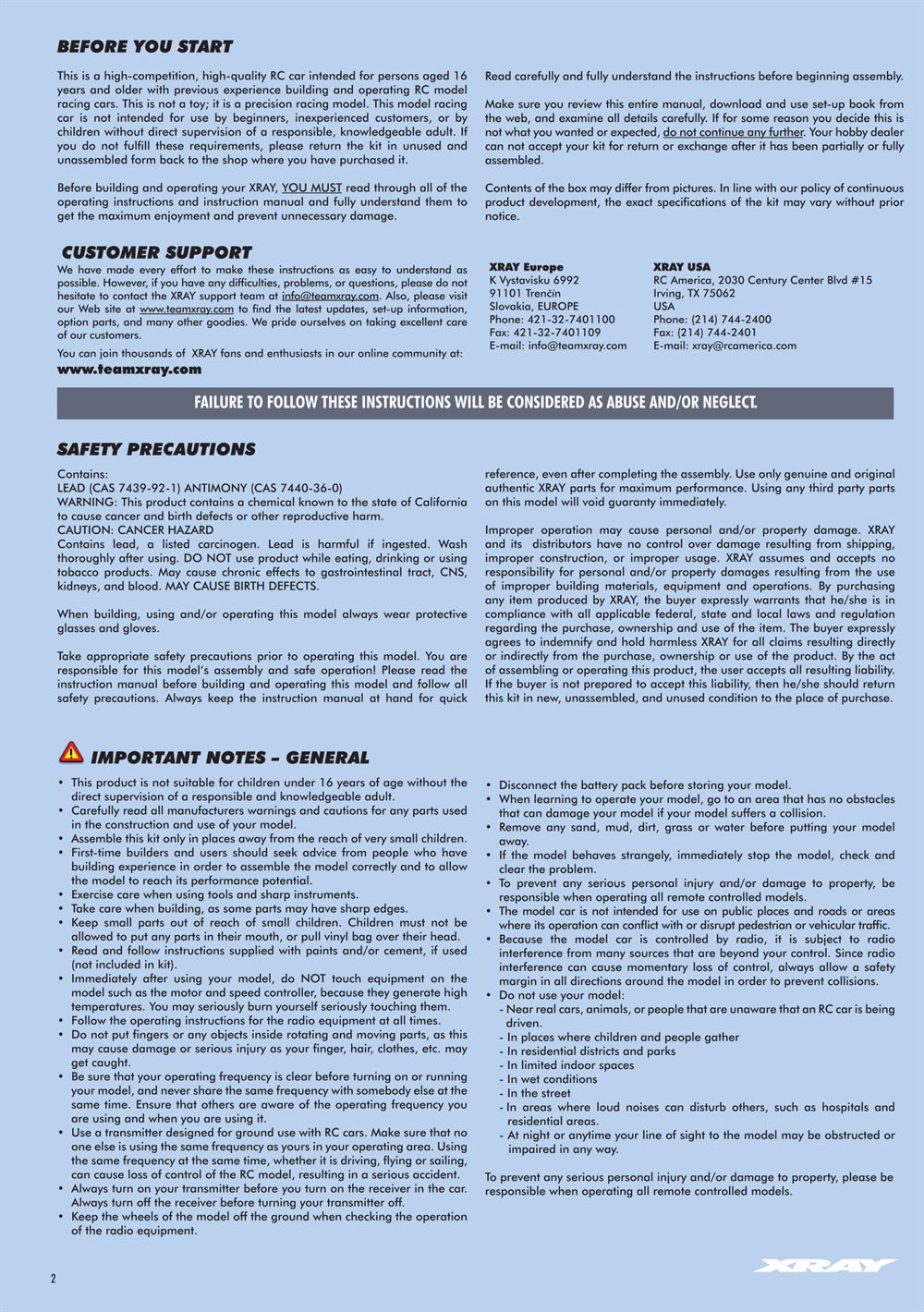 Xray - X1 2020 (X1'20) - Manual - Page 2