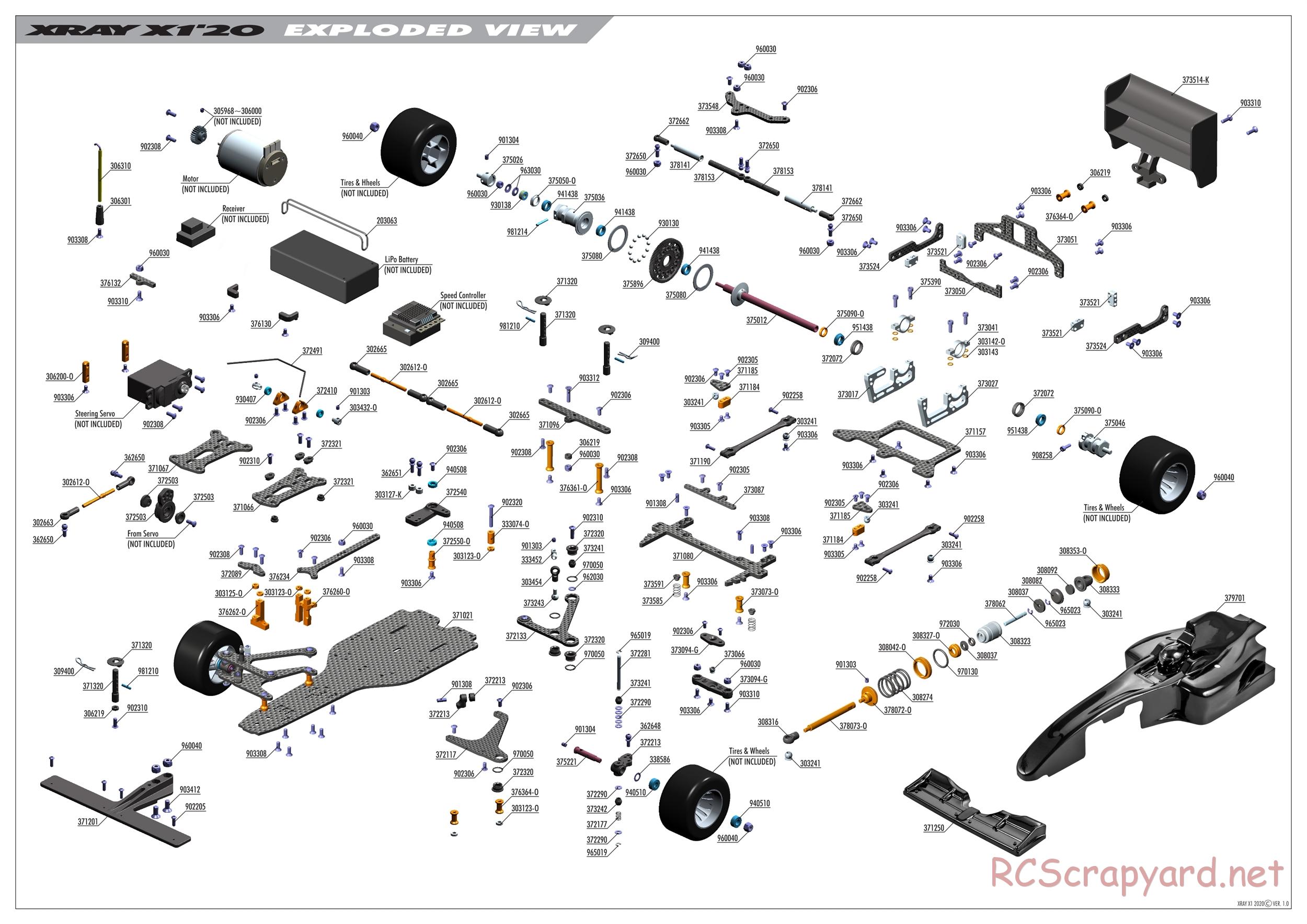 Xray - X1 2020 (X1'20) - Exploded View