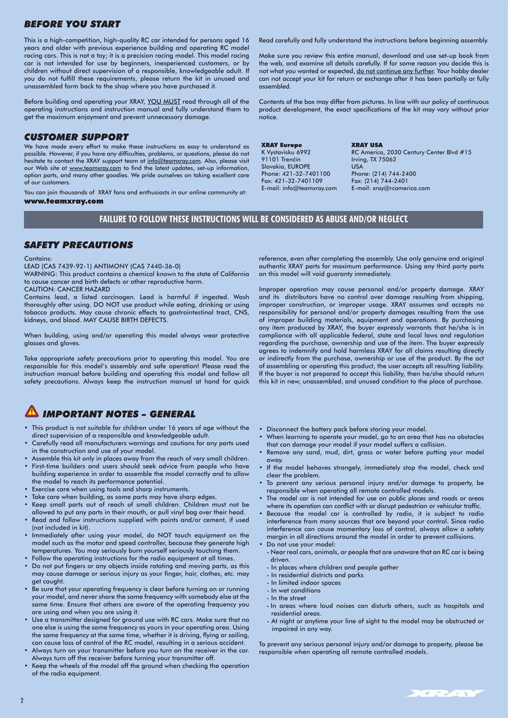 Xray - X1 2021 (X1'21) - Manual - Page 2