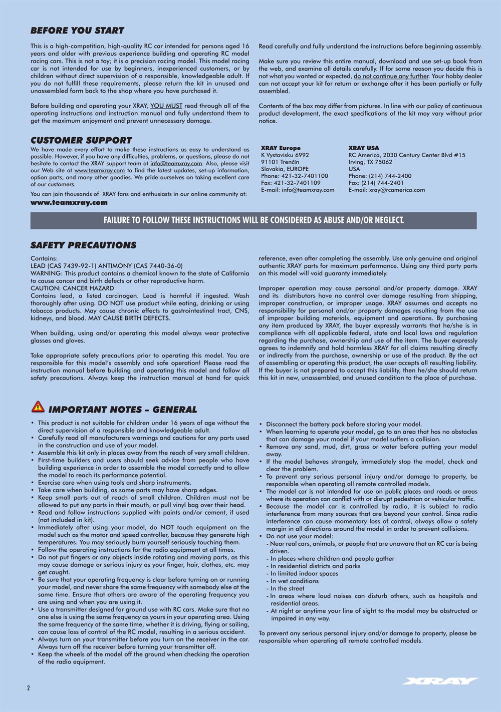 Xray - X1 2023 (X1'23) - Manual - Page 2