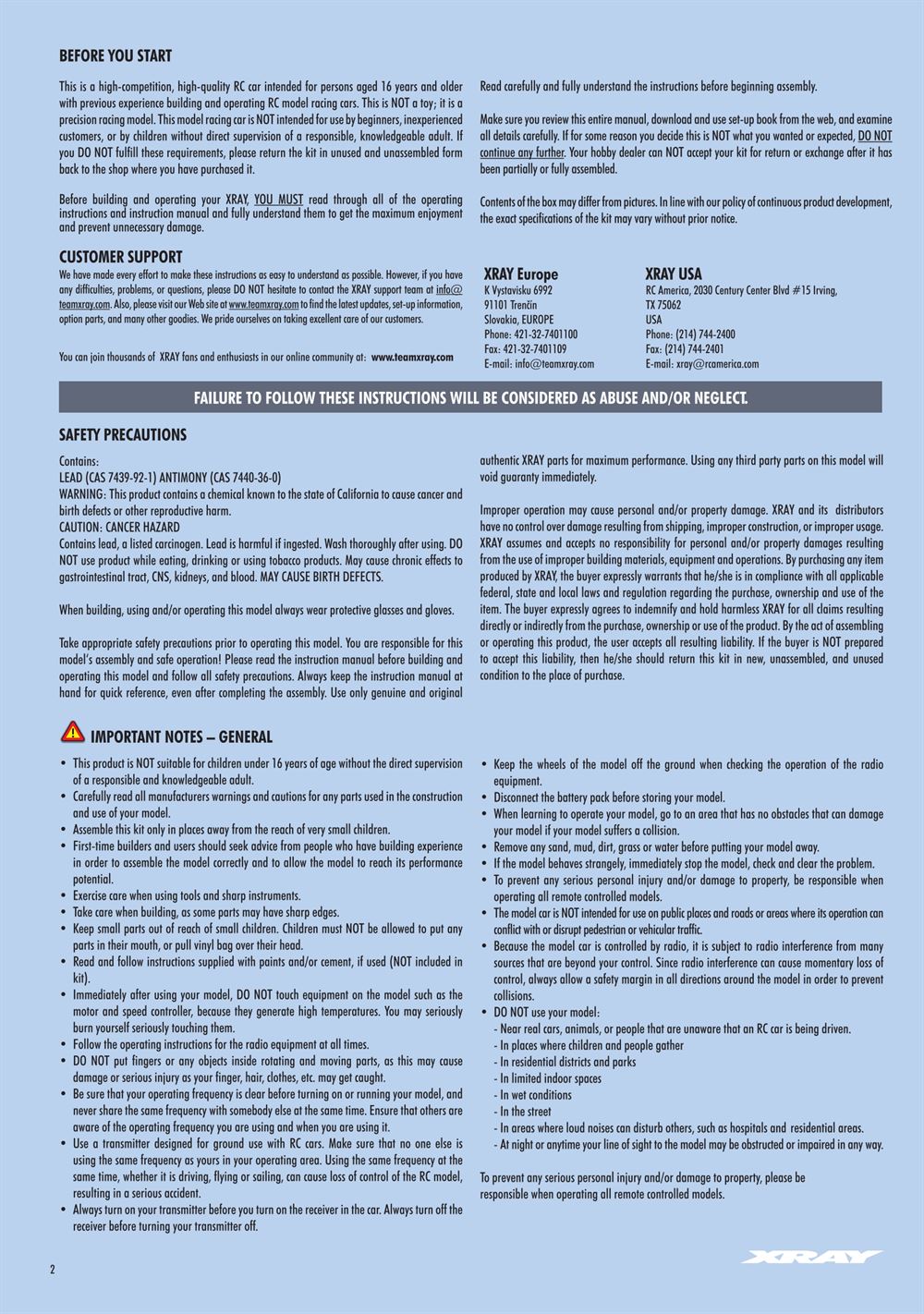 Xray - X1 2025 (X1'25) - Manual - Page 2