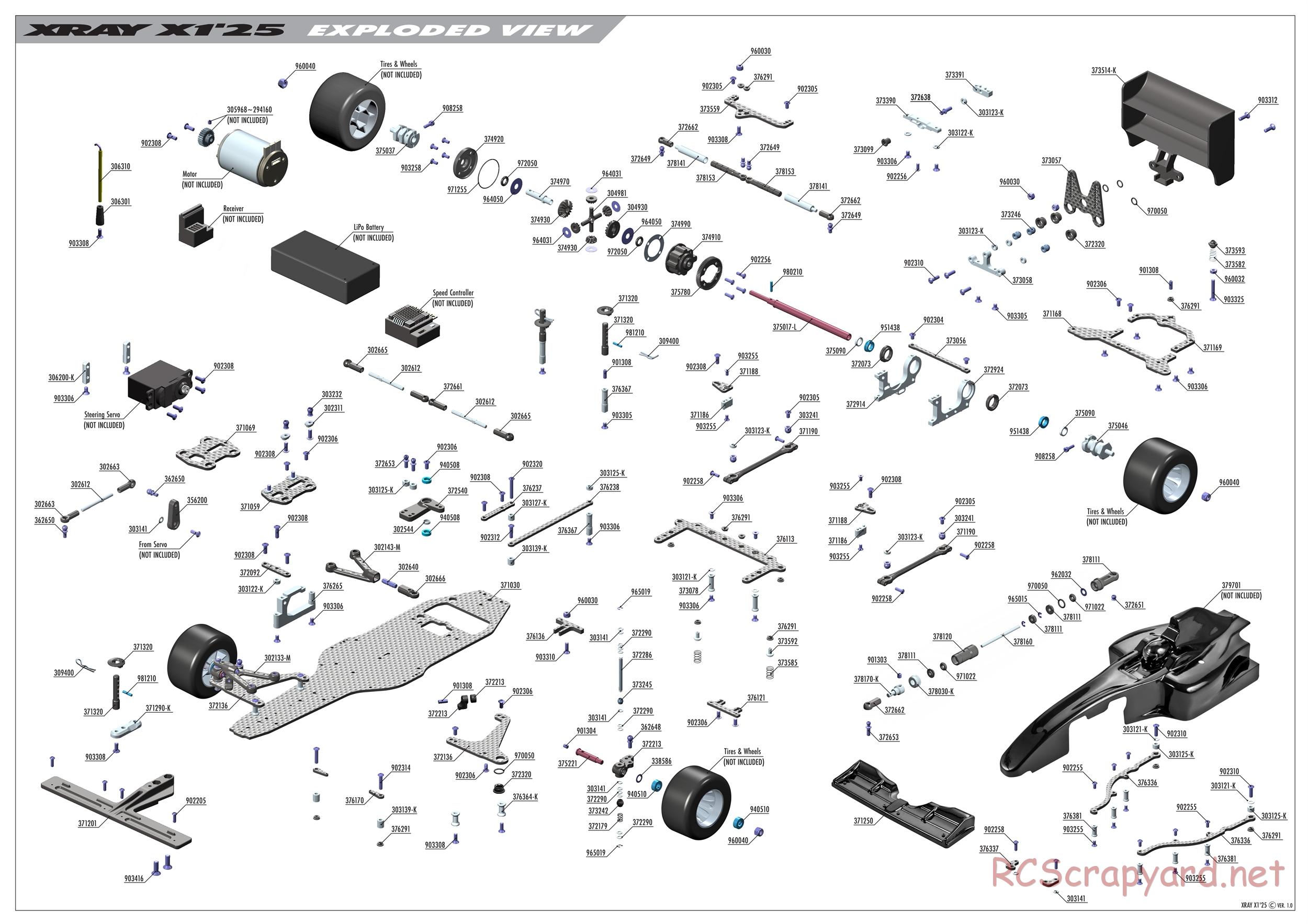 Xray - X1 2025 (X1'25) - Exploded View