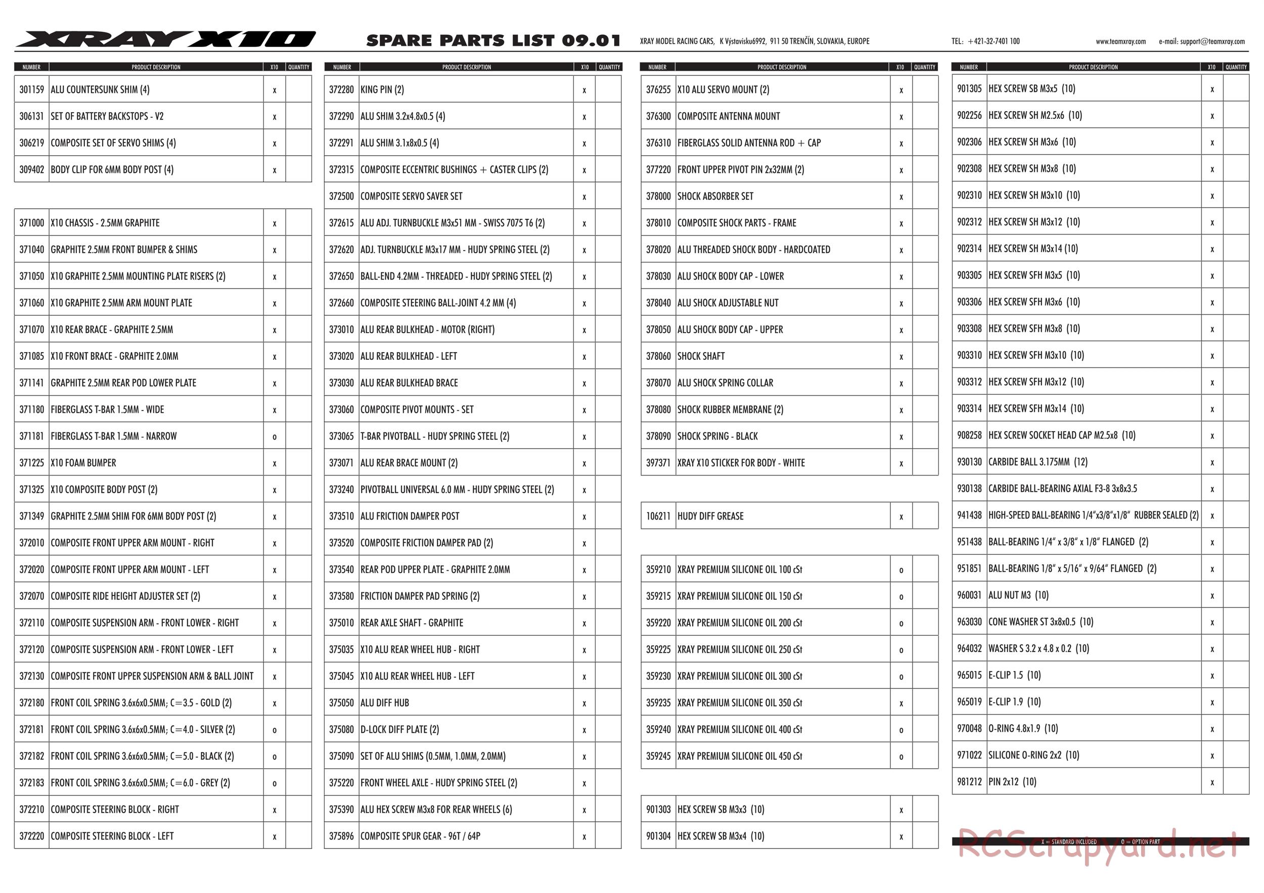 Xray - X10 - Parts